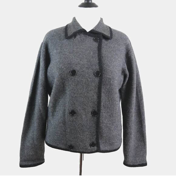 Vintage Herman Geist Size M Boiled Wool Jacket Gray Black - Picture 2 of 11